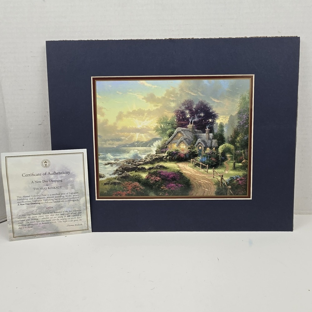 Thomas Kinkade A New Day Dawning 11x14 Matte w 8x10 Collector's Print COA